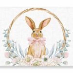 Coelho Laço Rosa | Individual | Linho