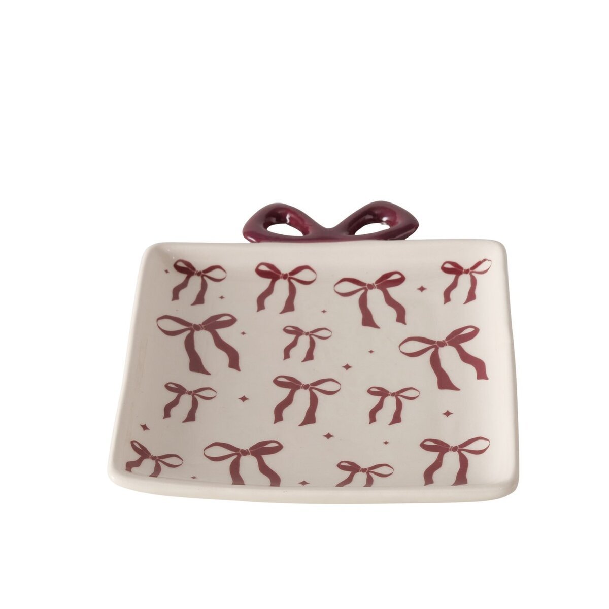 2058552-chafarica-guimaraes-portugal-prato-plate-coleção-laço-vermelho-red-bow-decor-decoração-casa-home-porcelana-ceramica-flores-plantas-casa-quarto-sala- Prato com Laços - Coleção Laço - Image 1