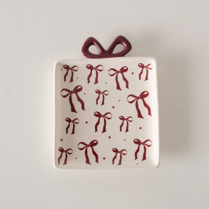 2058552-chafarica-guimaraes-portugal-prato-plate-coleção-laço-vermelho-red-bow-decor-decoração-casa-home-porcelana-ceramica-flores-plantas-casa-quarto-sala-3 Prato com Laços - Coleção Laço - Image 2