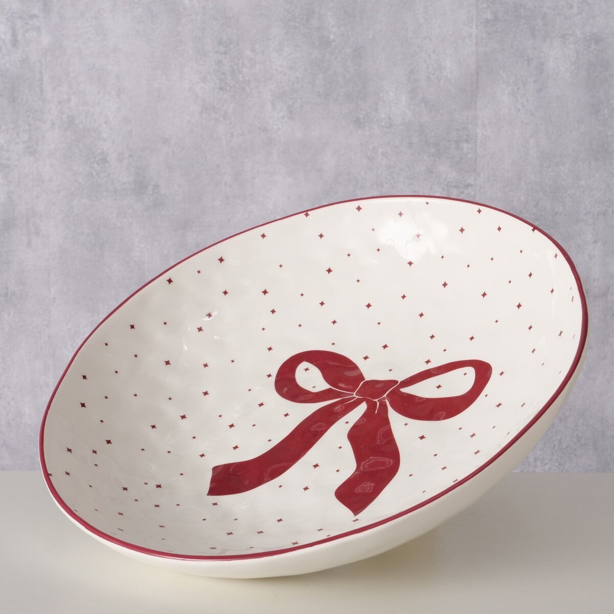 2060534-chafarica-guimaraes-portugal-saladeira-servir-prato-plate-coleção-laço-vermelho-red-bow-decor-decoração-casa-home-porcelana-ceramica-flores-plantas-casa-quarto-sala-1-travessa-grande-1 Travessa Redonda - Coleção Laço - Image 2