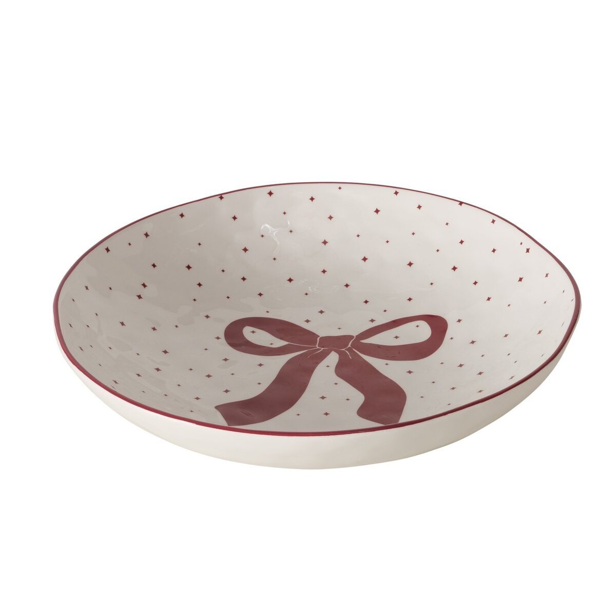 2060534-chafarica-guimaraes-portugal-saladeira-servir-prato-plate-coleção-laço-vermelho-red-bow-decor-decoração-casa-home-porcelana-ceramica-flores-plantas-casa-quarto-sala-1-travessa-grande Travessa Redonda - Coleção Laço - Image 1