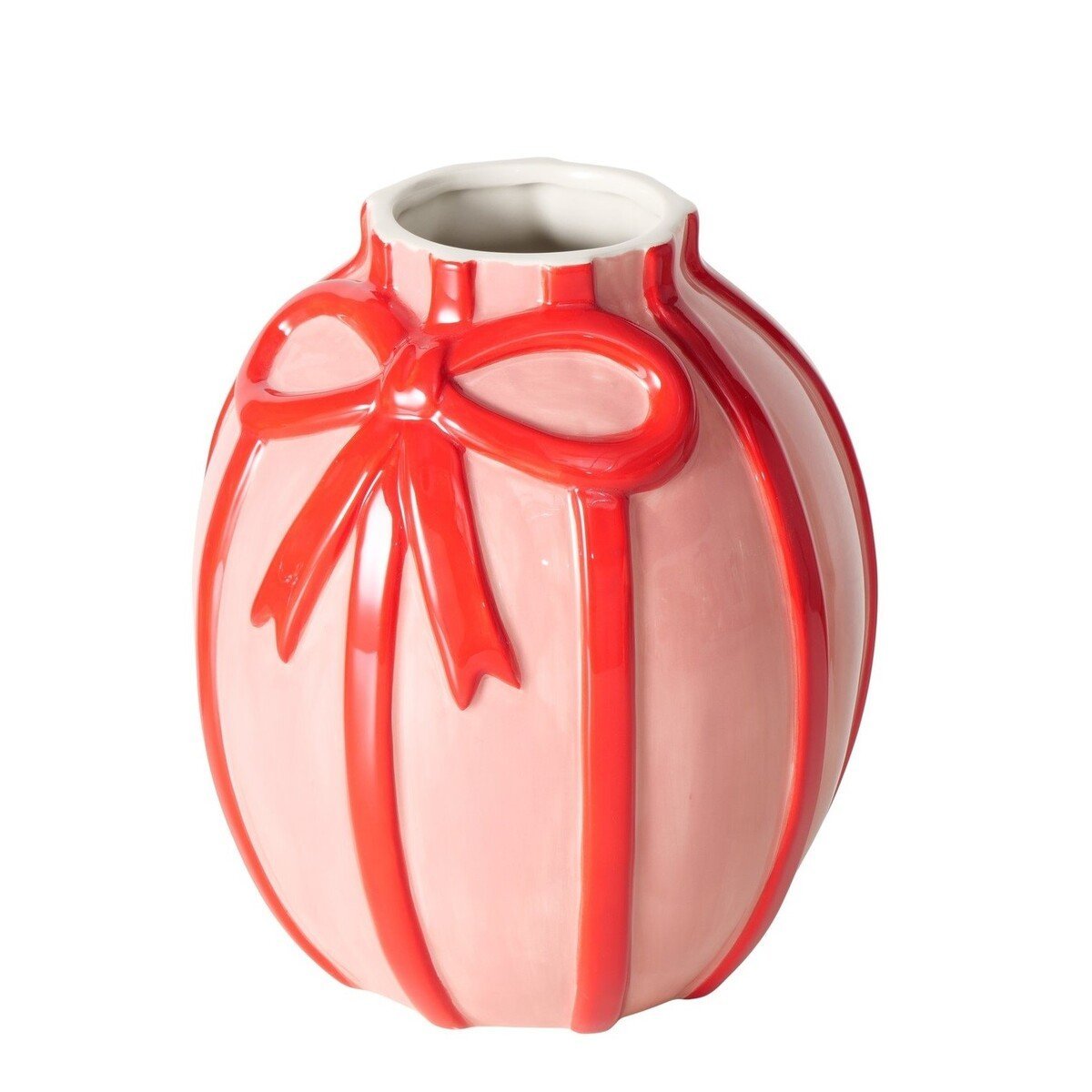 2061776-chafarica-guimaraes-portugal-vaso-laço-bow-pink-red-vermelho-rosa-decor-decoração-casa-home-porcelana-ceramica-flores-plantas-casa-quarto-sala- Vaso Grande - Coleção Laço - Image 1