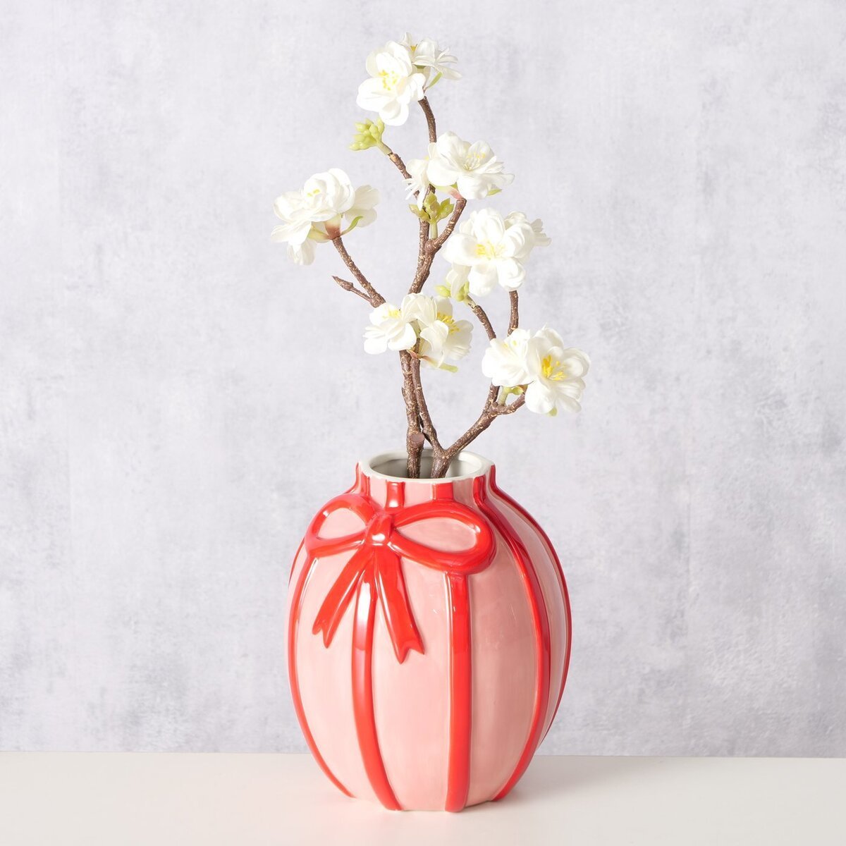 2061776-chafarica-guimaraes-portugal-vaso-laço-bow-pink-red-vermelho-rosa-decor-decoração-casa-home-porcelana-ceramica-flores-plantas-casa-quarto-sala-1 Vaso Grande - Coleção Laço - Image 2