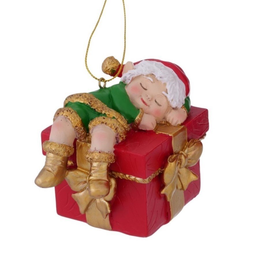 2069298-chafarica-guimaraes-portugal-enfeite-arvore-natal-chritsmas-decor-decoração-casa-home-gnomo-gorro-verde-vermelho-prenda-giftbox- Enfeite Elfo com Gorro Vermelho - Image 1