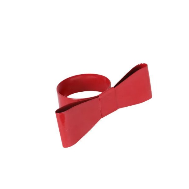 519704-CHAFARICA-GUIMARAES-PORTUGAL-GUARDANAPOS-ANEL-NAPKIN-RING-COZINHA-MESA-DECORAÇÃO-CASA-HOME-DECOR-TABLE-TEXTIL-LAR-vermelho-red-bow-laço-ferro-DOURADO-GOLD- Anel de Guardanapo Vermelho - Coleção Laço - Image 1