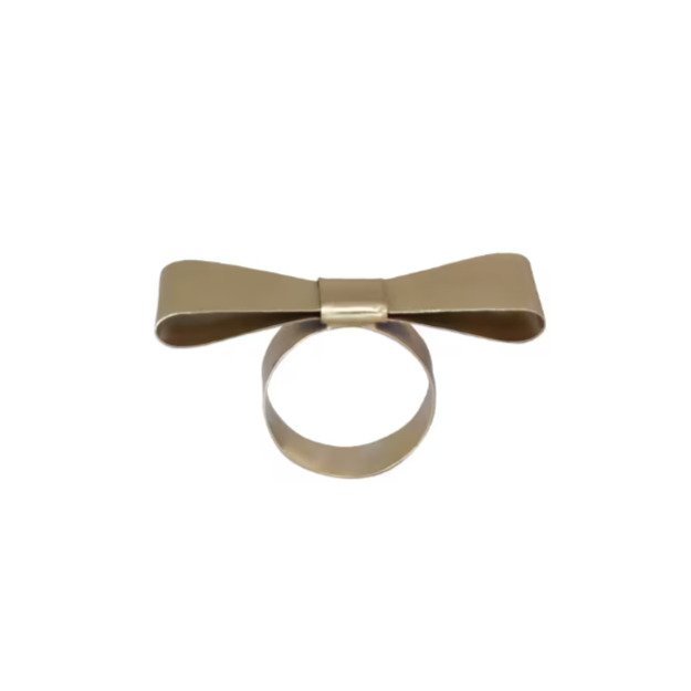 519706-CHAFARICA-GUIMARAES-PORTUGAL-GUARDANAPOS-ANEL-NAPKIN-RING-COZINHA-MESA-DECORAÇÃO-CASA-HOME-DECOR-TABLE-TEXTIL-LAR-vermelho-red-bow-laço-ferro-DOURADO-GOLD- Anel de Guardanapo Dourado - Coleção Laço - Image 2