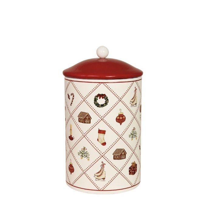 527714-chafarica-guimaraes-portugal-cozinha-armazenamenro-bolachas-massa-kitchen-house-decoração-natal-christmas-pote-caiza-tema Lata Natalícia Pequena - Image 1
