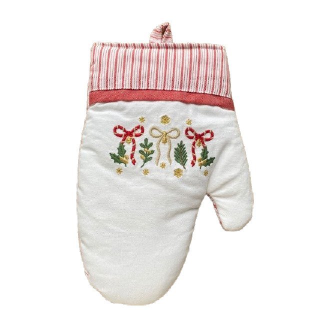 chafarica-guimaraes-portugal-textil-lar-linens-christmas-natal-avental-pega-luva-pano-mao-loiça-coleçao-laço-vermelho-branco-dourado-decor-casa-decoração-cozinha-sala-ceia-jantar-mesa--2 Luva de Cozinha - Coleção Laço - Image 1