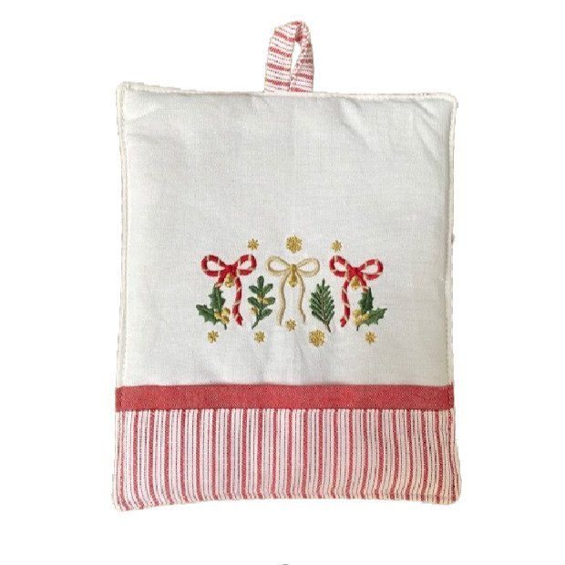 chafarica-guimaraes-portugal-textil-lar-linens-christmas-natal-avental-pega-luva-pano-mao-loiça-coleçao-laço-vermelho-branco-dourado-decor-casa-decoração-cozinha-sala-ceia-jantar-mesa--21 Pega de Cozinha - Coleção Laço - Image 1