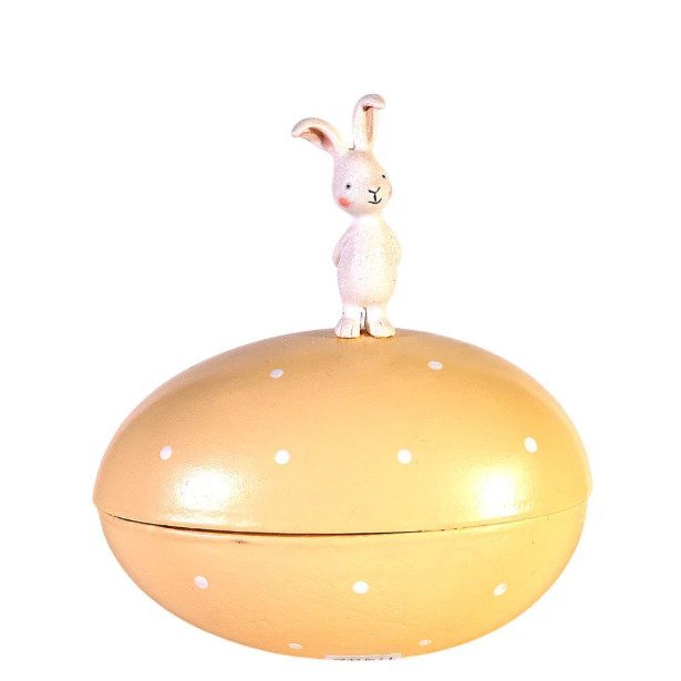 9726242-chafarica-guimaraes-portugal-coelho-guirlanda-coroa-flores-orelhas-decoraçao-decor-home-casa-coelho-bunny-rabbit-sentado-pelo-oferecer-prenda-ovos-eggs Caixa de Ovo Amarelo com Coelhinho - Image 1