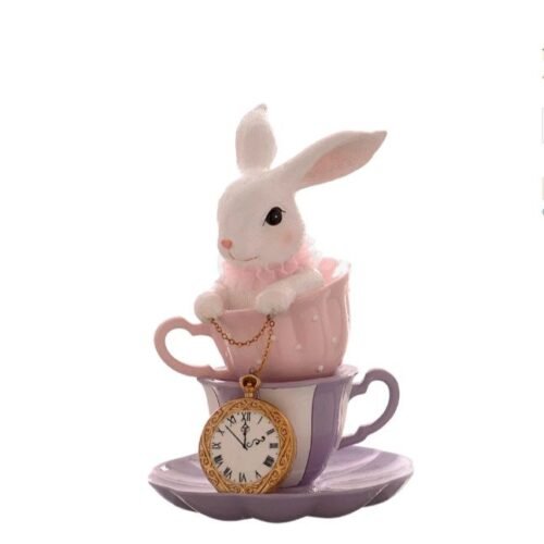 Coelhos em 2 Chávenas com Relógio