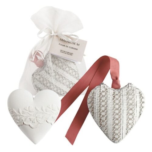 Caixa de Metal C/ Coração de Gesso Flor de Cerejeira - Mathilde M