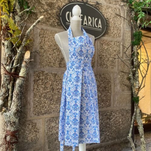 Avental de Cozinha com Pregas - Coleção Galo Azul